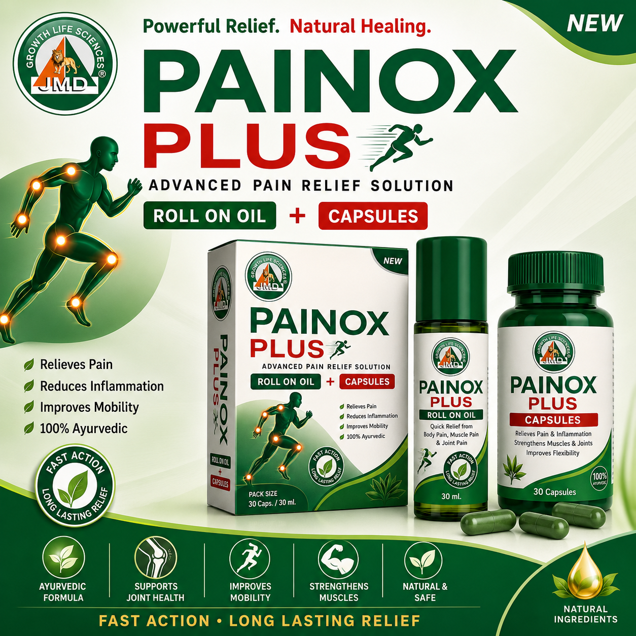 Painox Plus Pain Relief Capsules & Roll on Combo Pack - Image 2