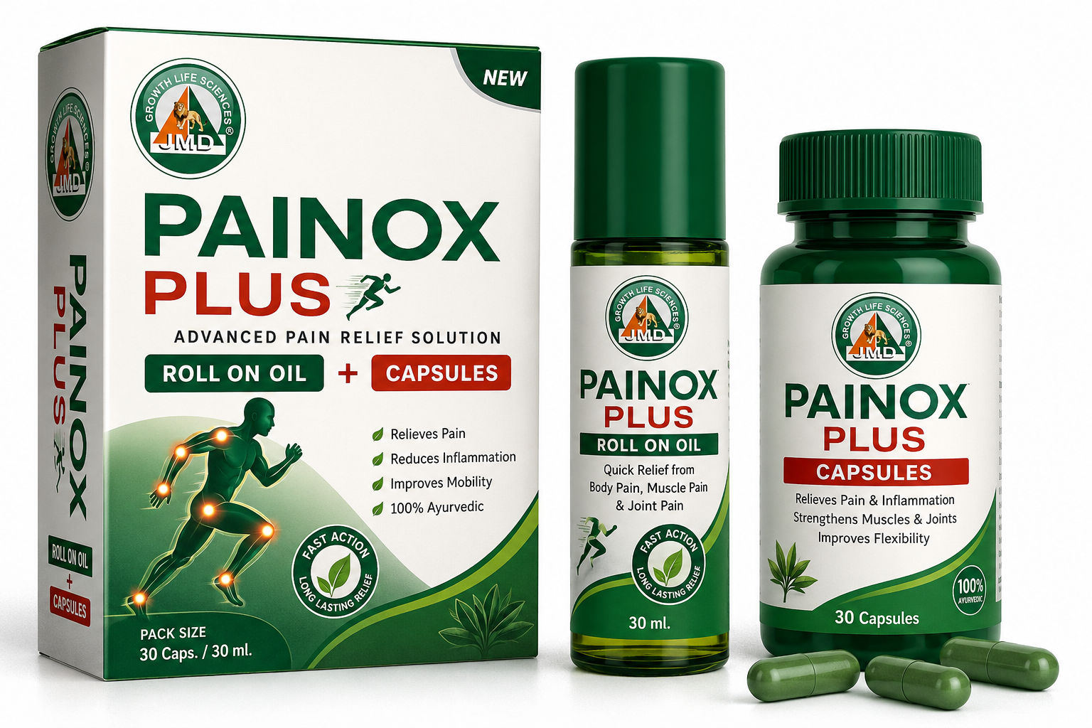 Painox Plus Pain Relief Capsules & Roll on Combo Pack